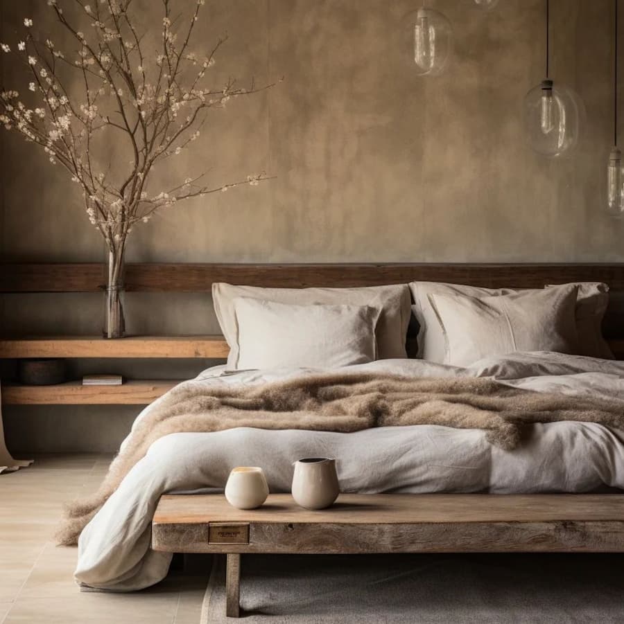 bedroom design in varying tones of brown